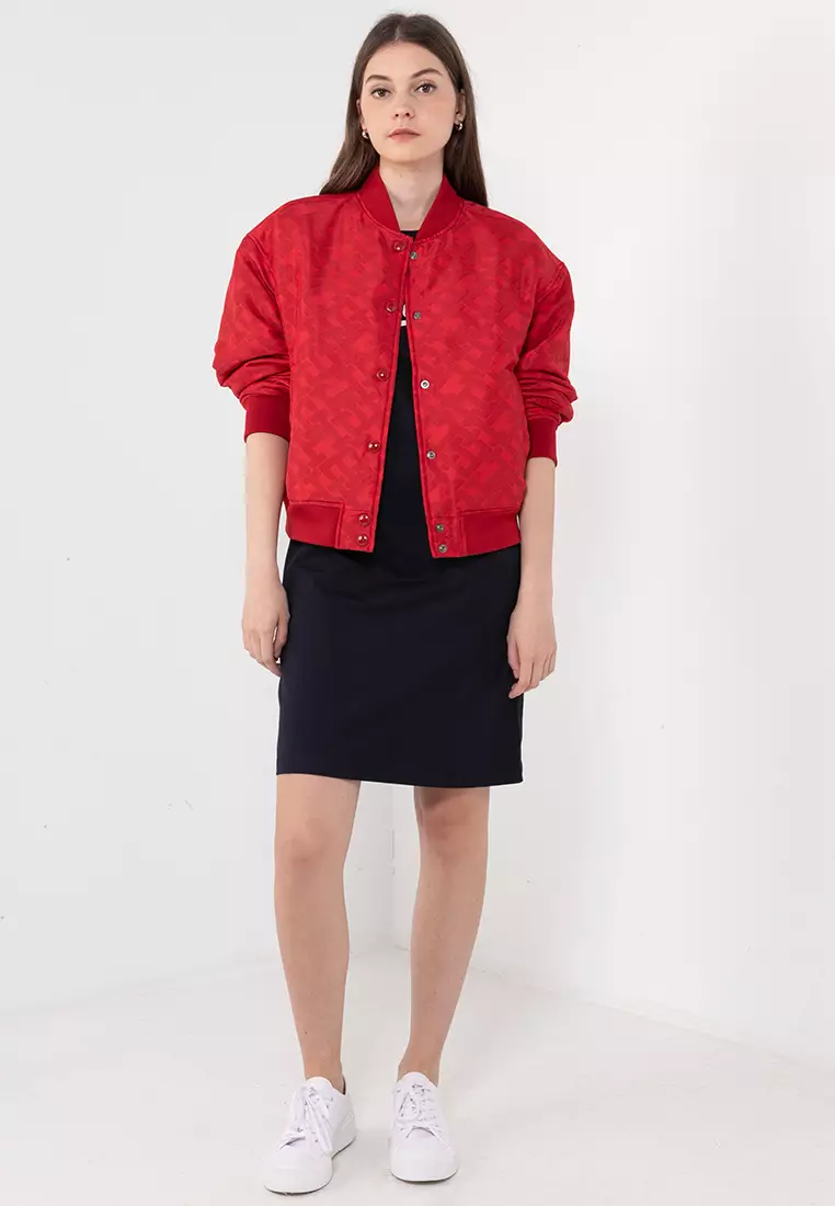 Tommy hilfiger red bomber jacket womens on sale