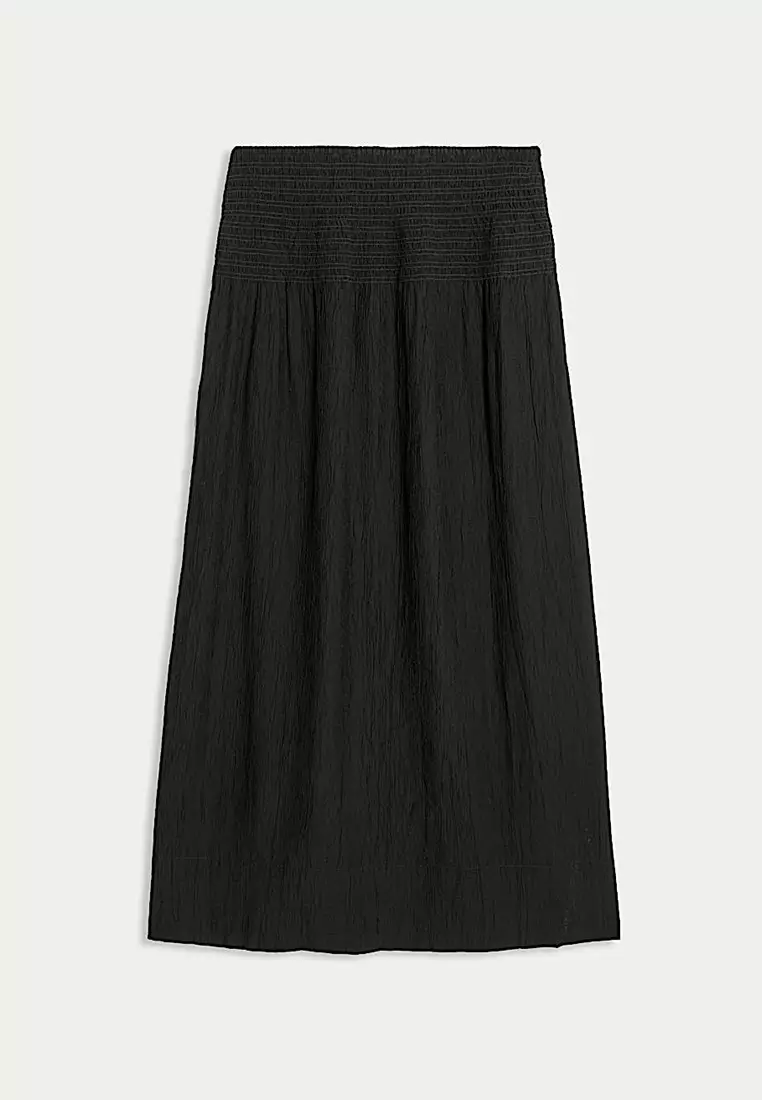 Crinkle Textured Midaxi Circle Skirt