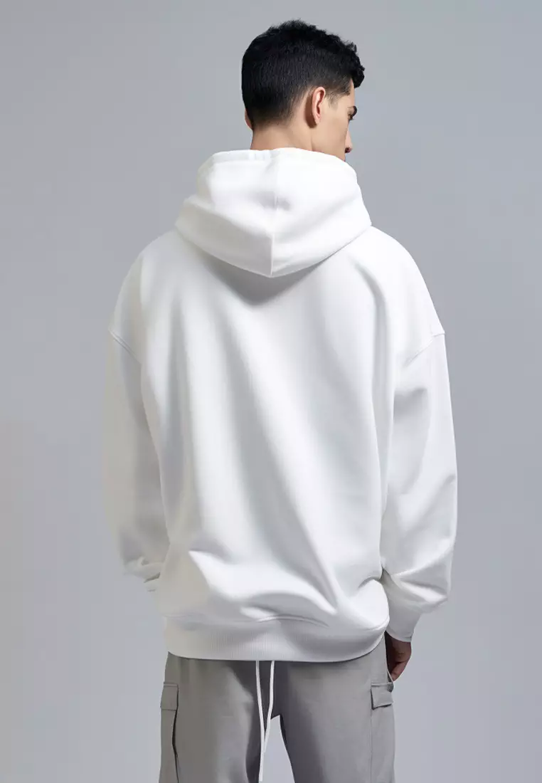 MTE06F Hoodies Premium ScubaLux Anti Kusut Waterproof "Logoicon" Putih