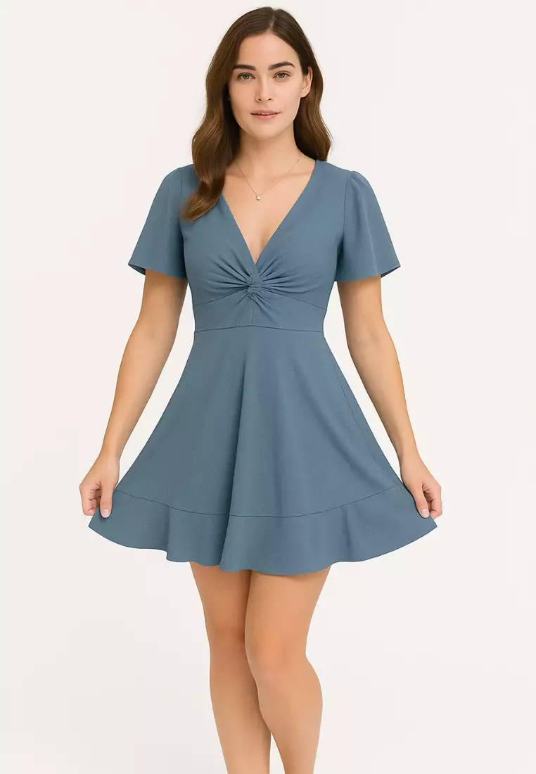 Isla Elegant Twist Knot Swimdress with Shorts | Modest Premium Swimwear for Women