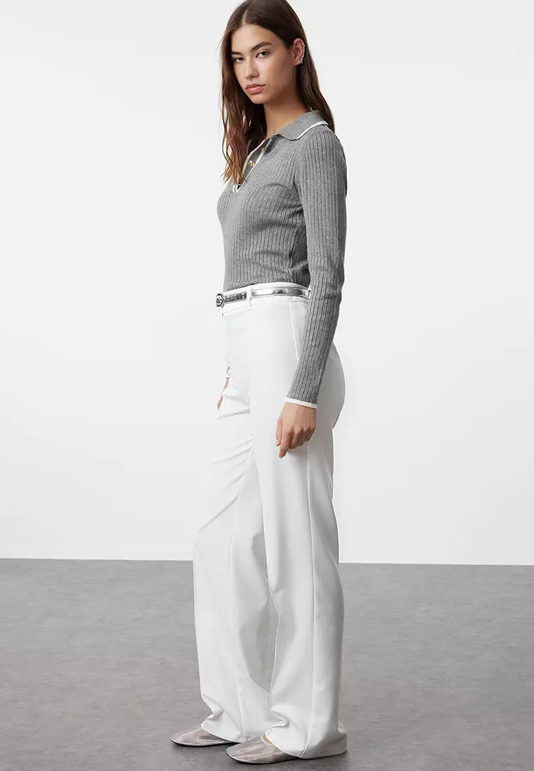 High Waist Straight Cut Trousers