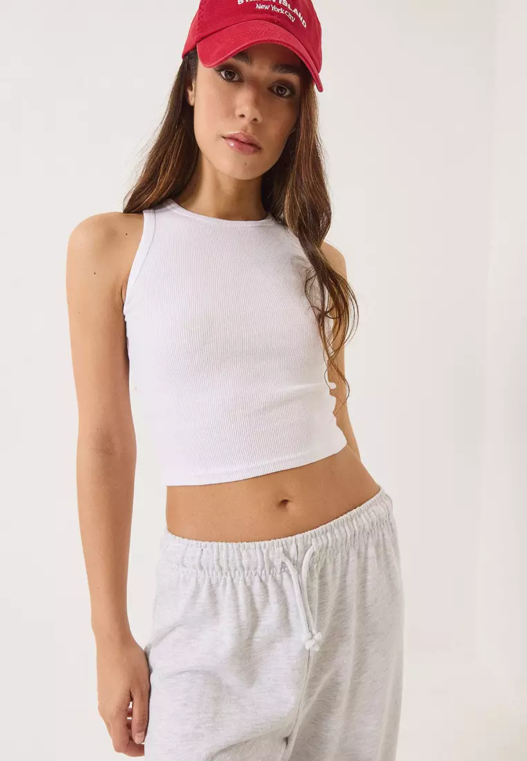 Women's Ribbed Halter Neck Camisole Basic Crop Top Tank Top 60602045