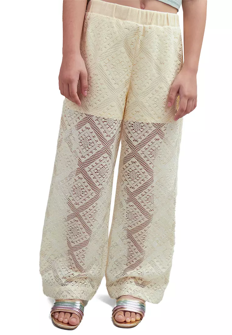 Girls Diamond Lace Knit Trousers