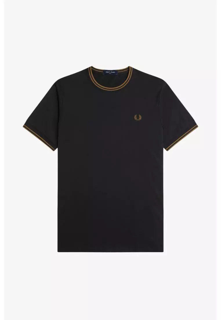 Fred Perry M1588 Twin Tipped T-Shirt (Black / Shaded Stone)