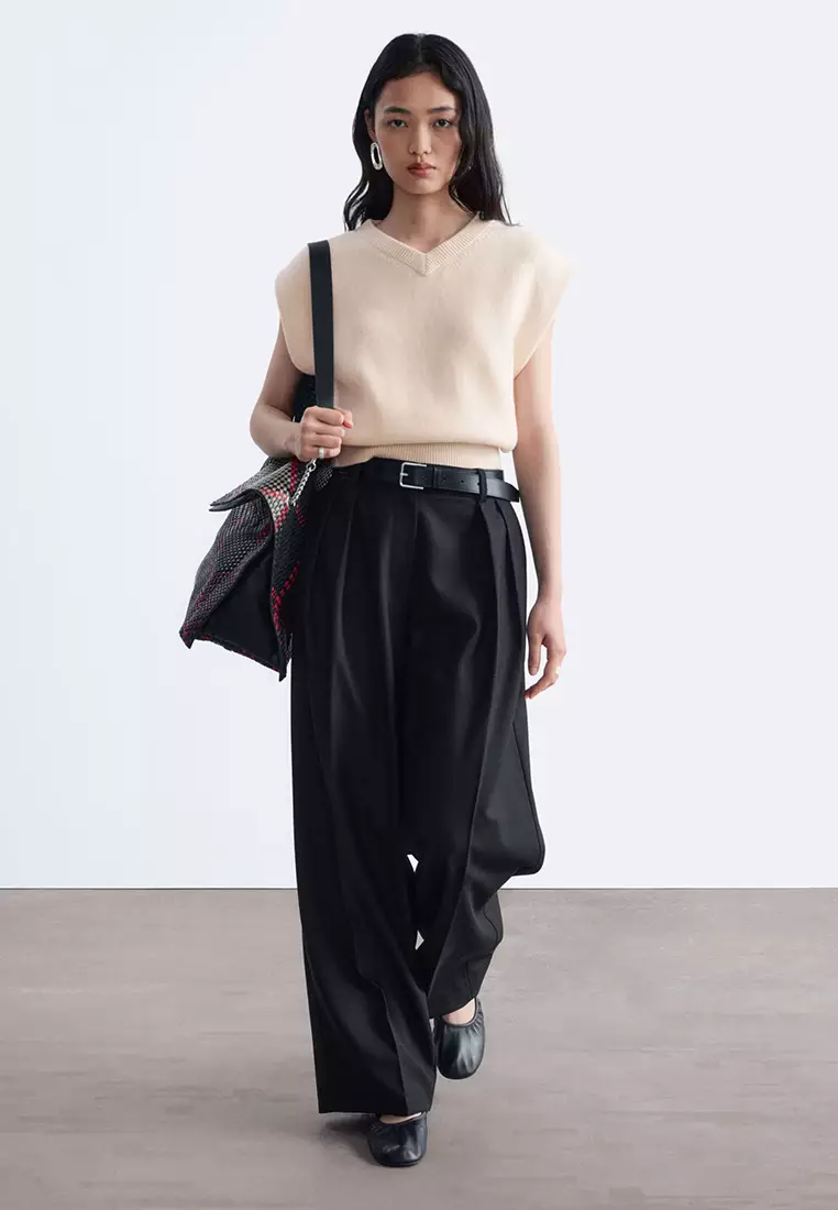 Wool-Blend Tailored Trousers