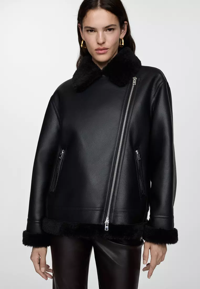 Mango faux shearling lined coat new arrivals