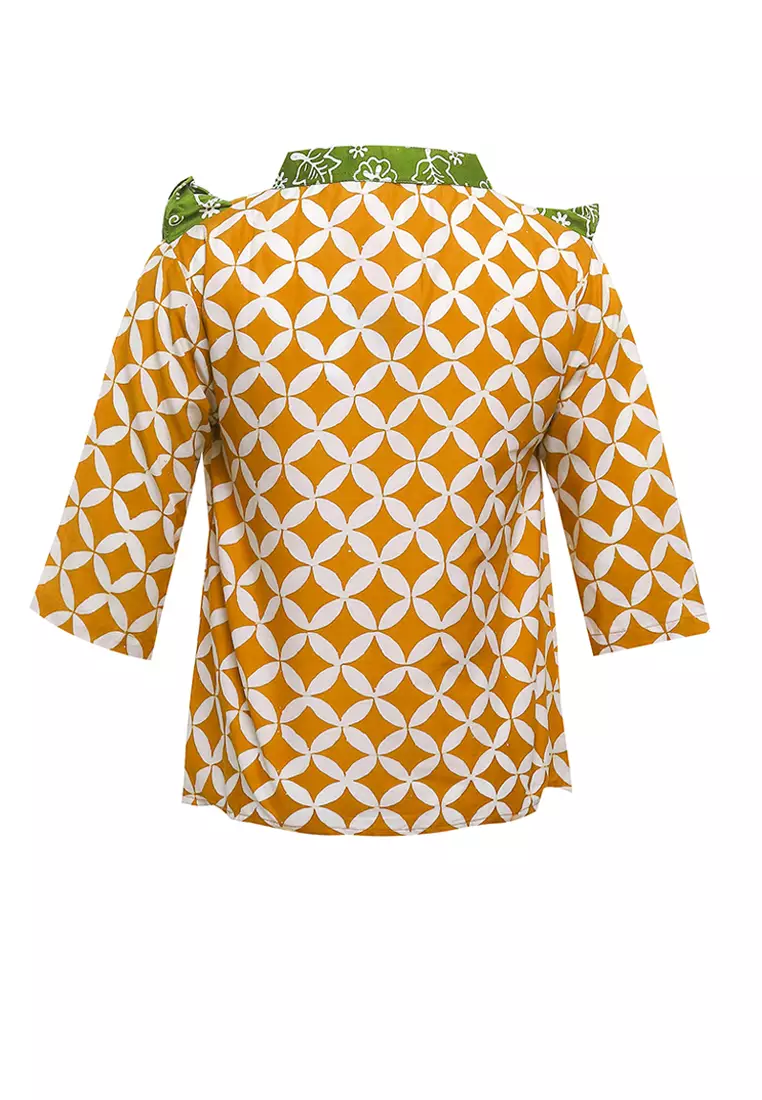 Blouse/ Blus Anak Perempuan Ally Orange Batik Cap Junior Girl Casual