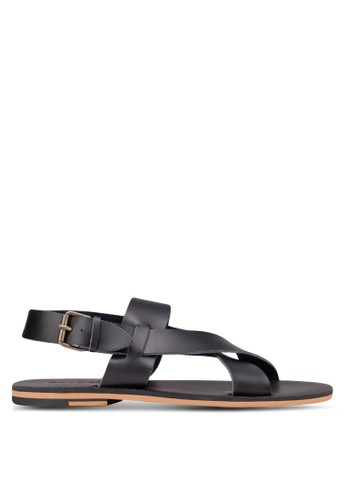 Cross Strap Leather Buckled Sandals