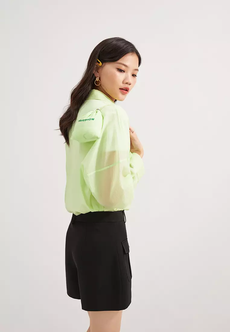 Loose Fit Semi Sheer Button Blouse