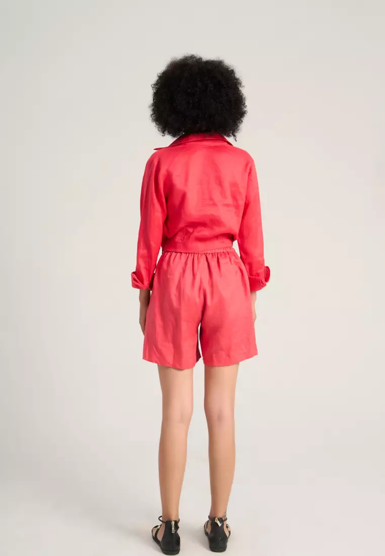 Pink Linen Shorts