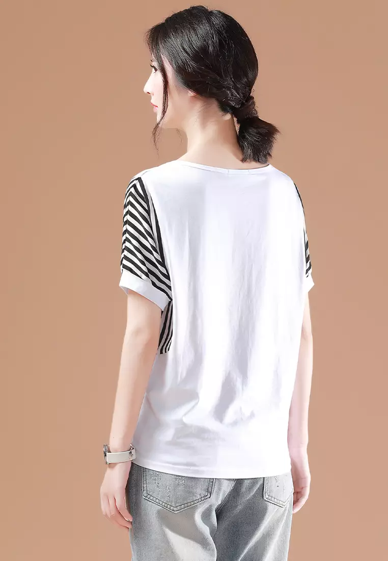 Girls black and online white striped t shirt