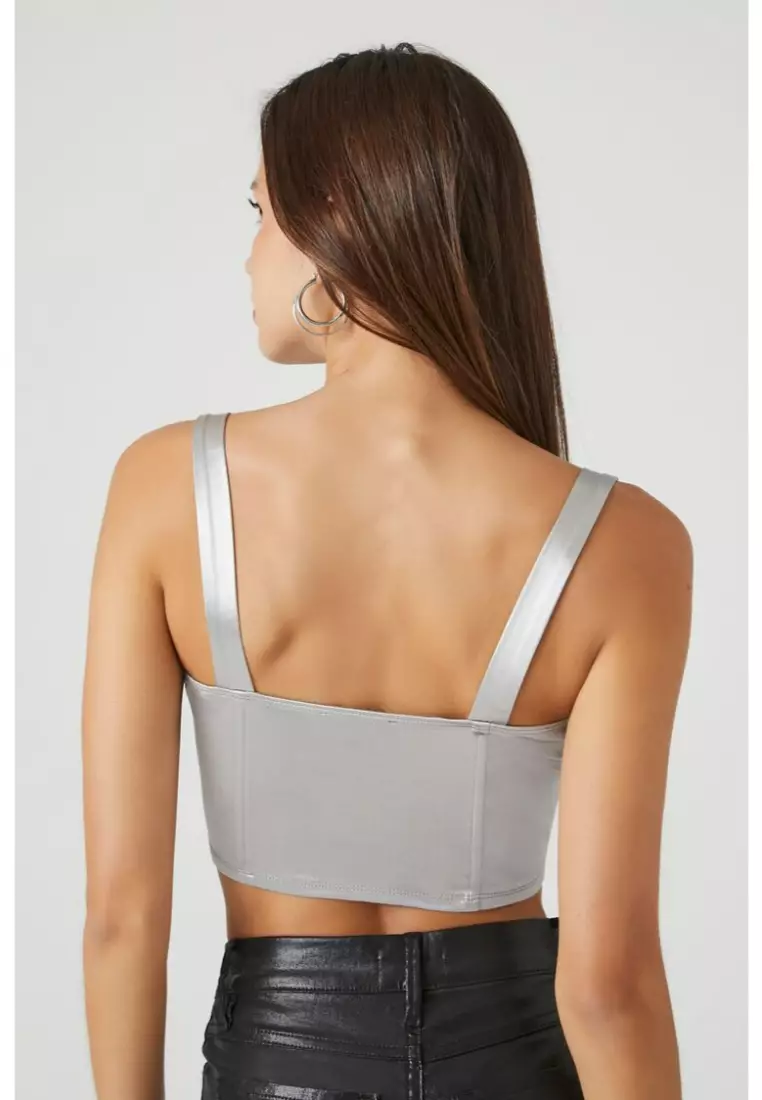 Buy FOREVER 21 Metallic Corset Crop Top 2024 Online ZALORA