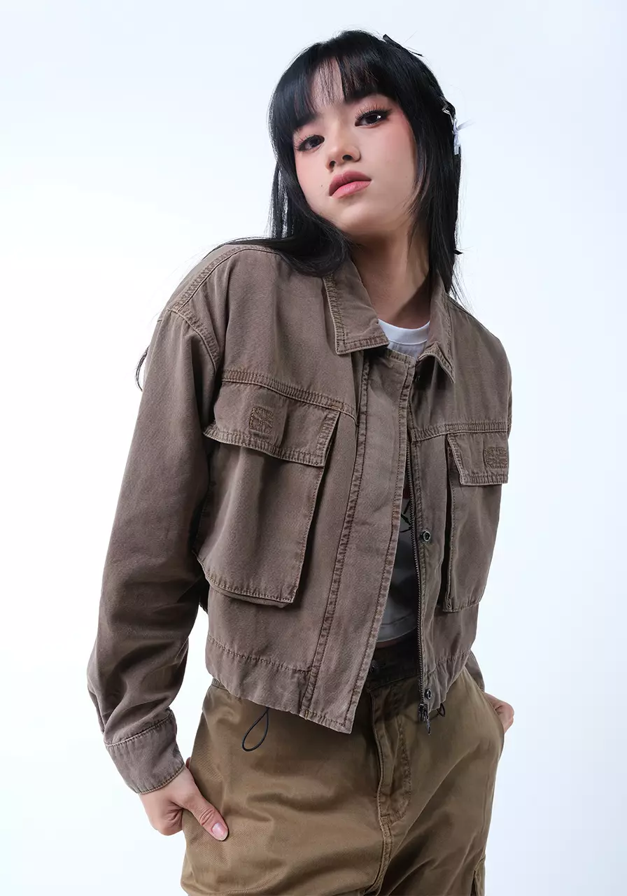 Jaket Wanita Cropped Geya Brown