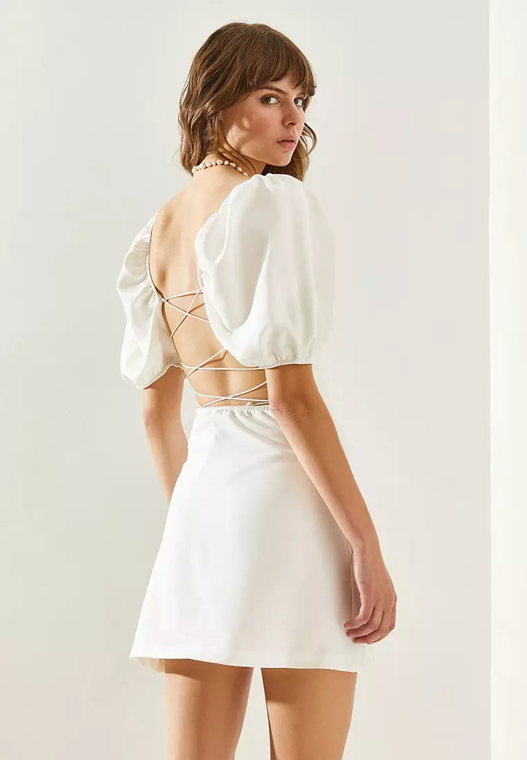 Back Tie Detail Mini Dress