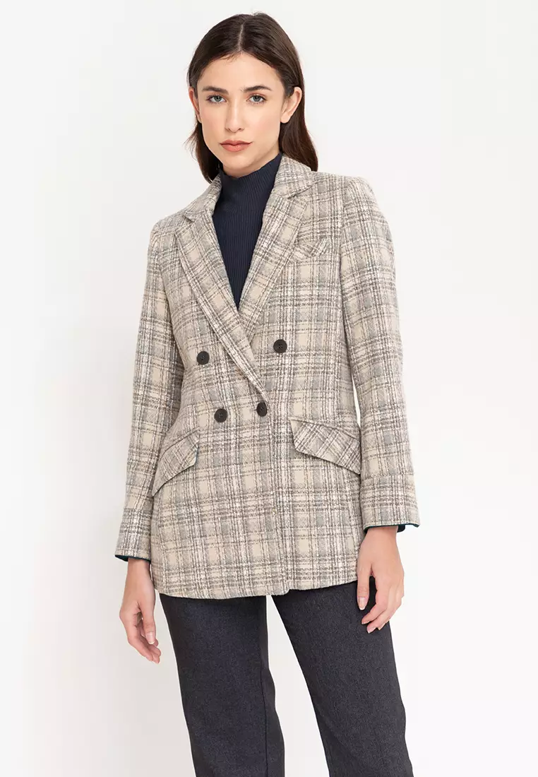 Buy Well Suited Woolen Plaid Coat 2024 Online | ZALORA Philippines