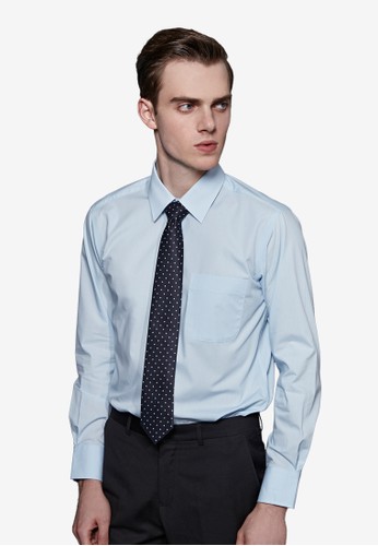 質感紳士。立體版型。素面精紡商務襯衫-MIT-11001-藍色, esprit分店服飾, 商務襯衫