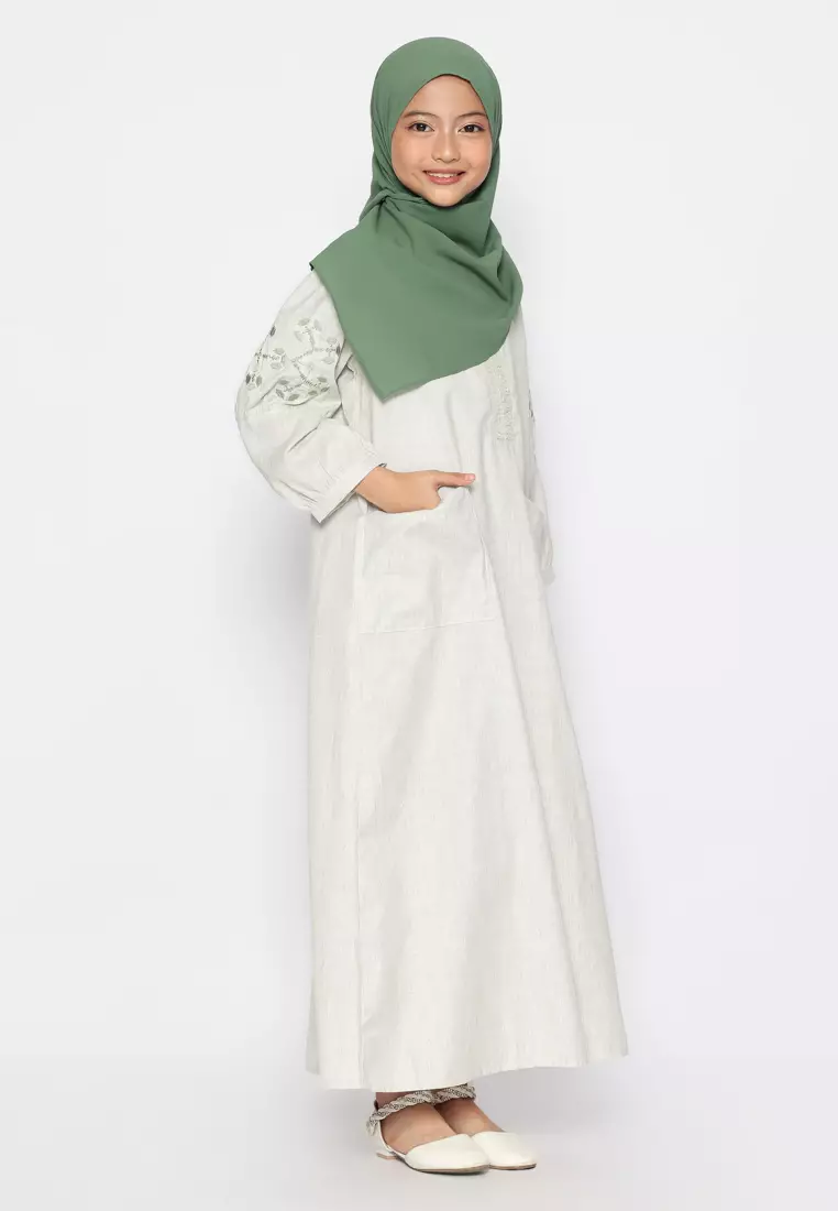 Baju Gamis Anak Perempuan Arrow Zipper Light Green - ADORABLE