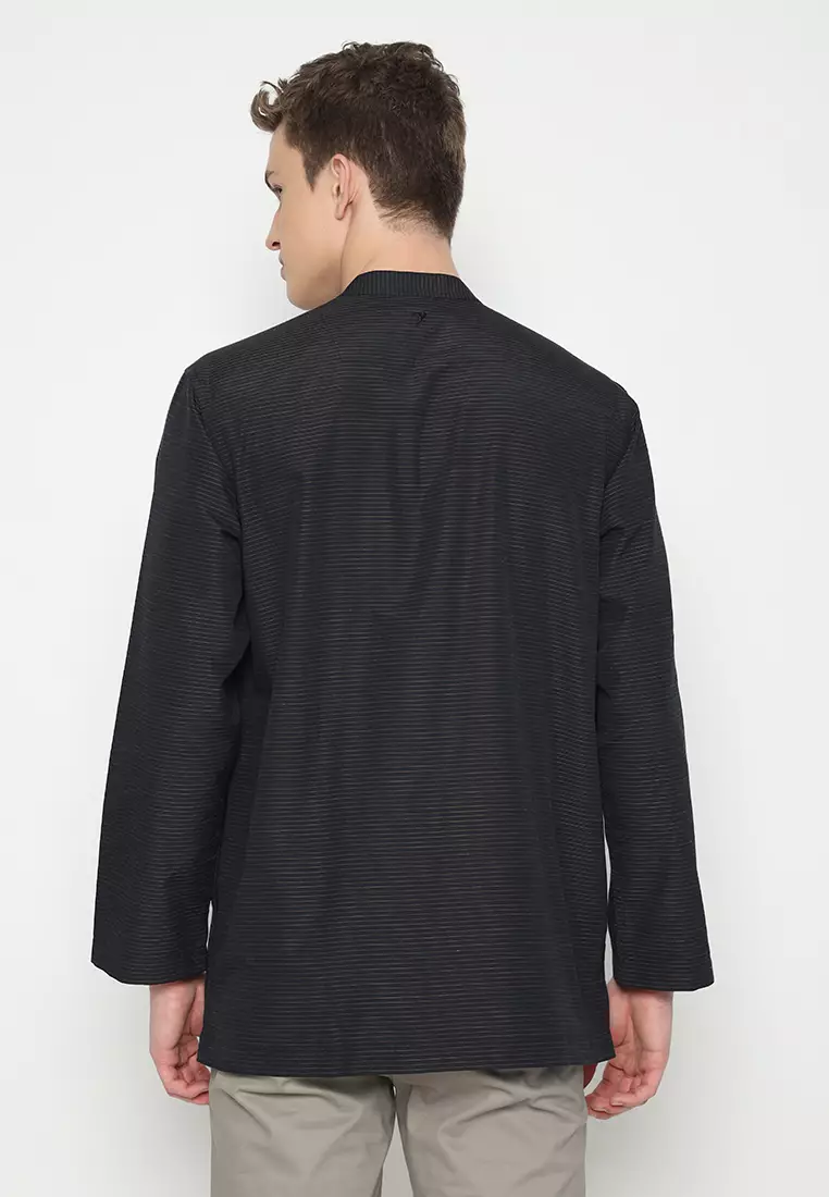JOBB Fahim Baju Koko Pria Lengan Panjang Regular Fit Hitam