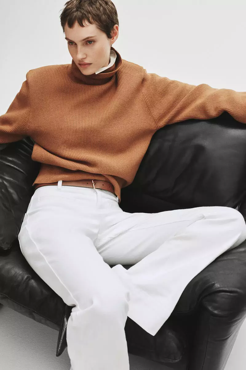 Flared twill trousers