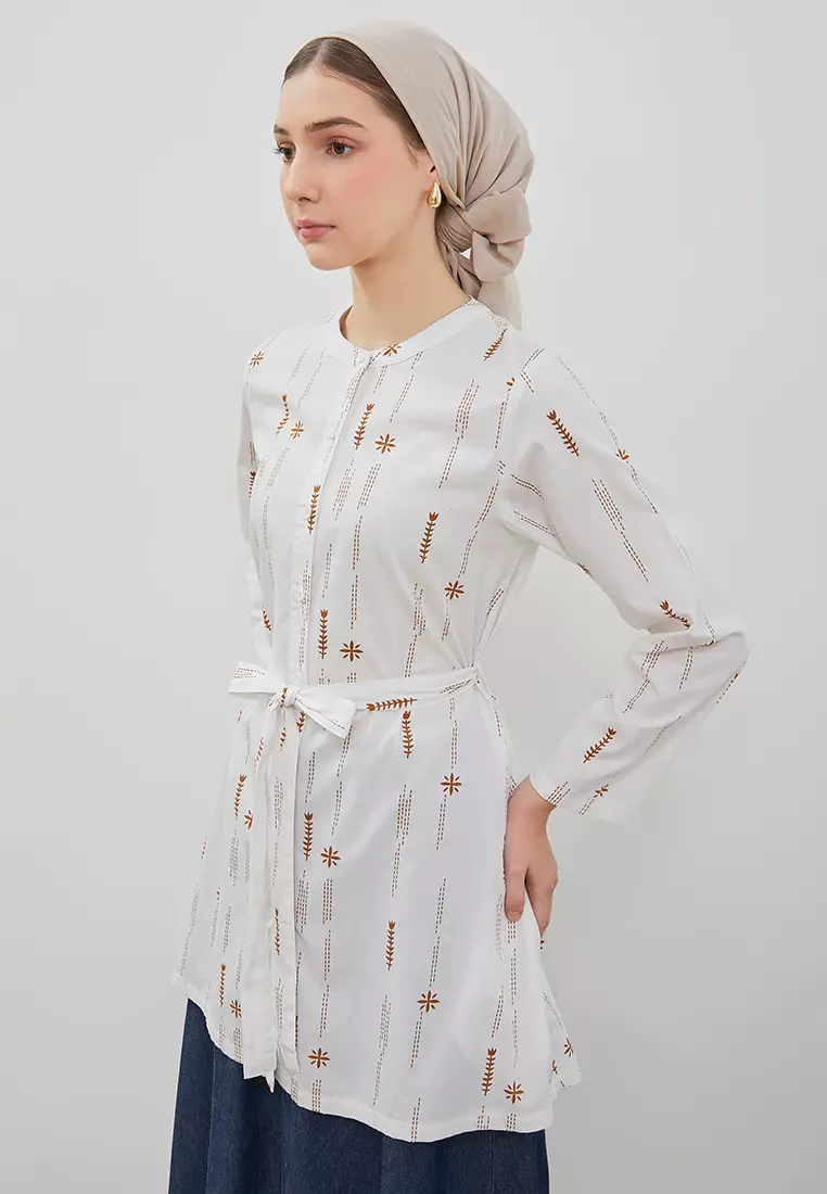 DUST Tunik Zeyana Ethnic Putih (D.1622)