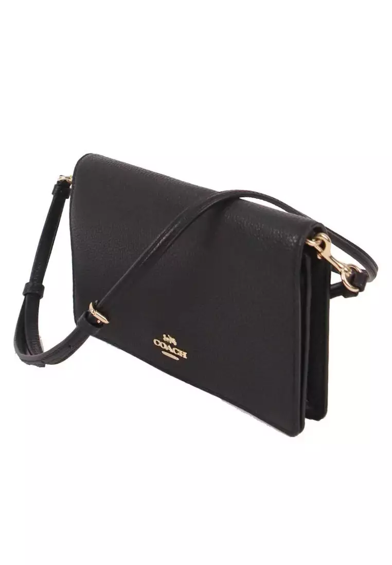 Coach Anna Foldover 3037 Clutch Crossbody Bag In Black