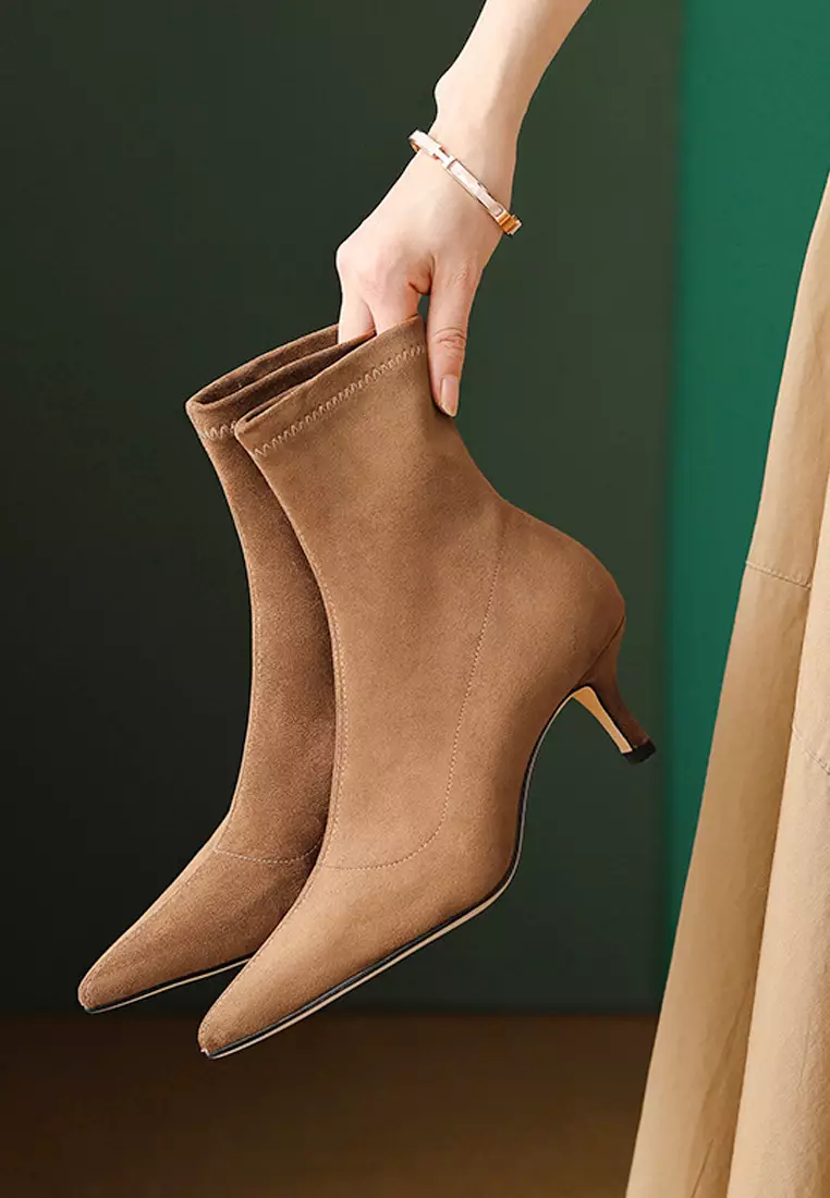 Stretch suede 2024 ankle boots