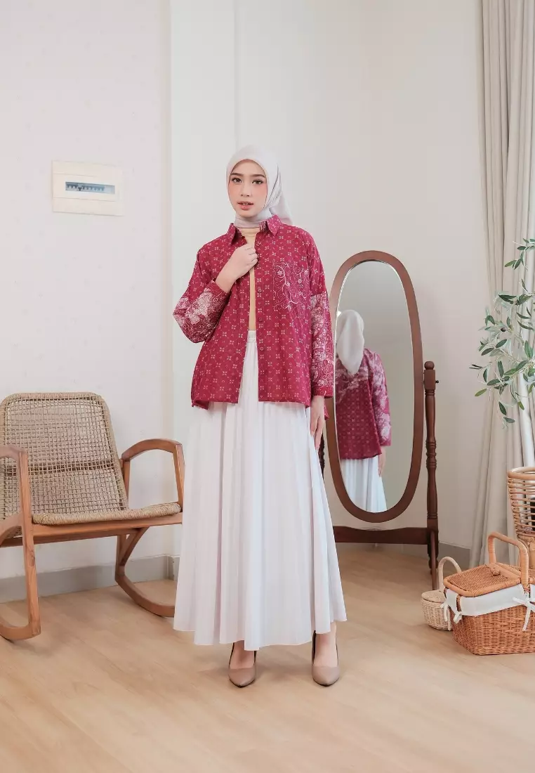 Sora Blouse Burgundy- Atasan Batik Wanita