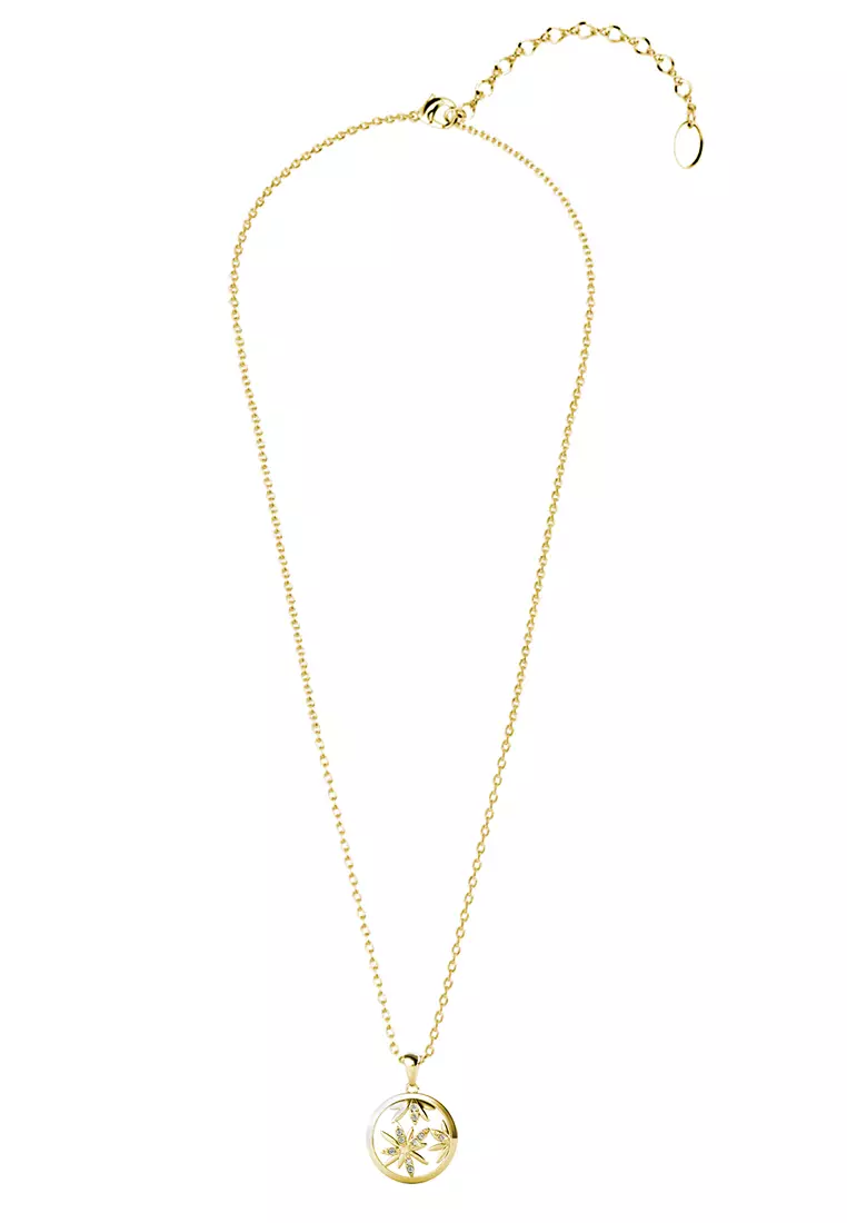 Her Jewellery Blooming Pendant (Yellow Gold) - Luxury Crystal Embellishments plated with 18K Gold