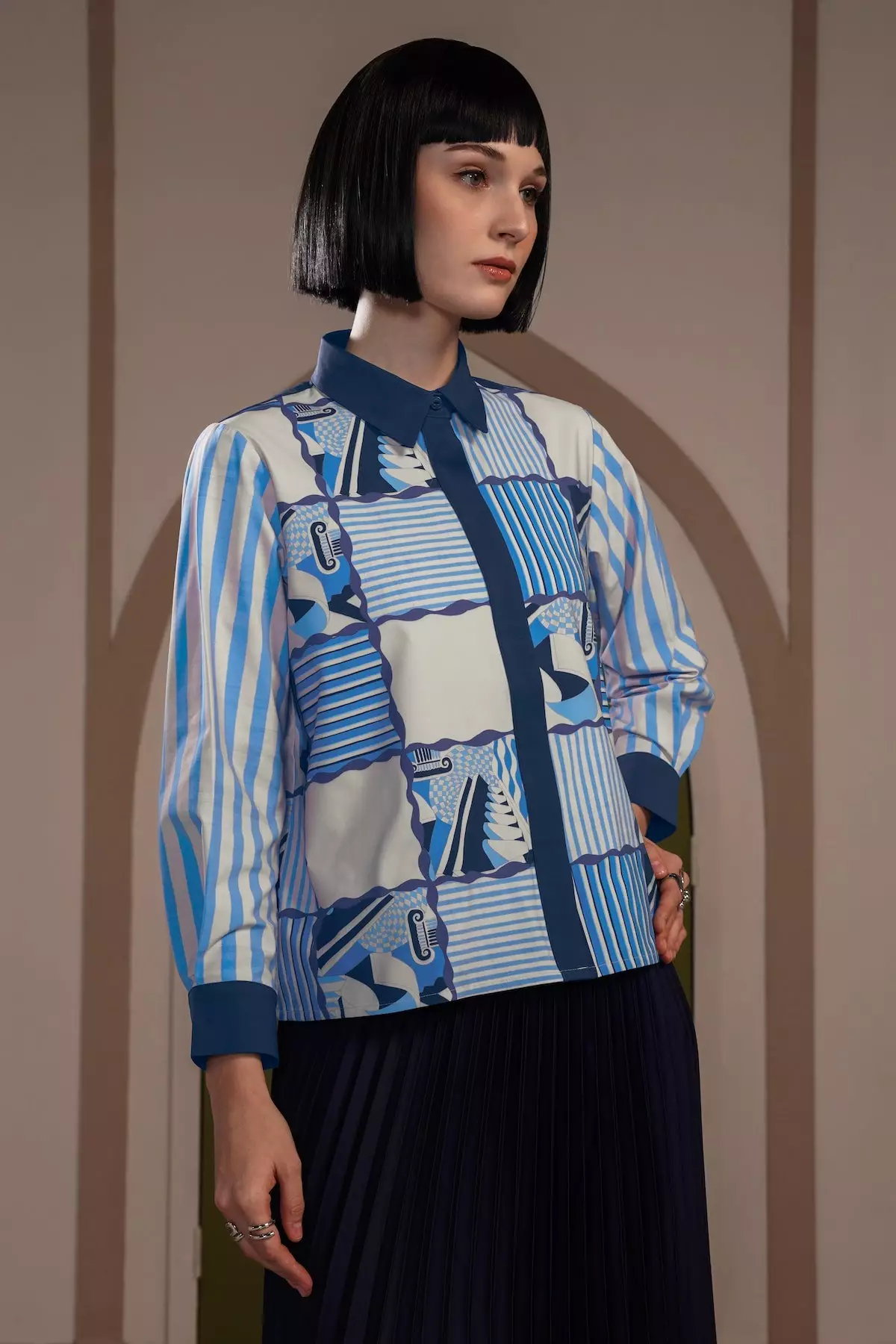 Dreamscape Dimensions Crop Shirt - Classic Blue