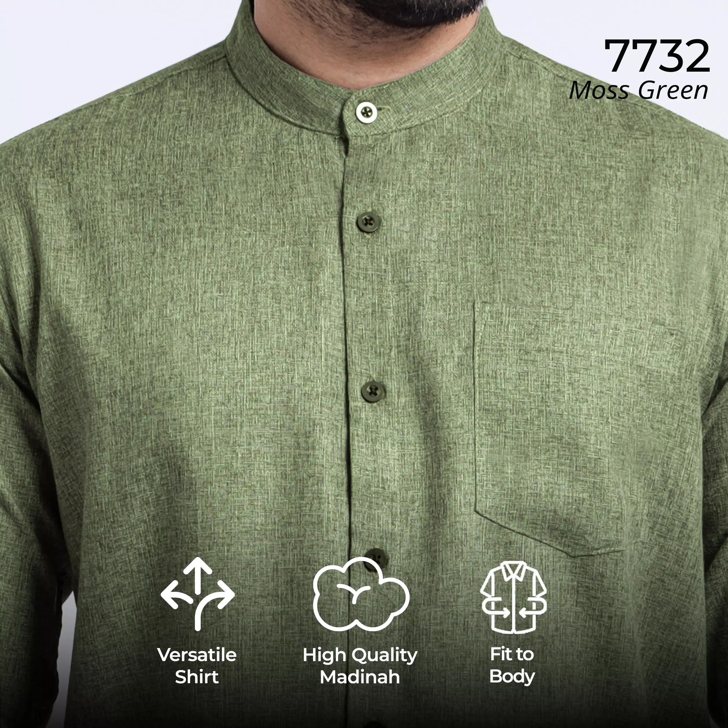 Kemeja Pria Kerah Shanghai Long Sleeve 7732 Moss Green