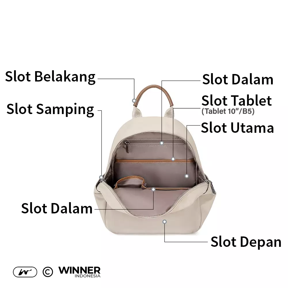 Tas Ransel Nylon Anti-Air Backpack Korean Style (T14-048-6163) - Hitam Medium