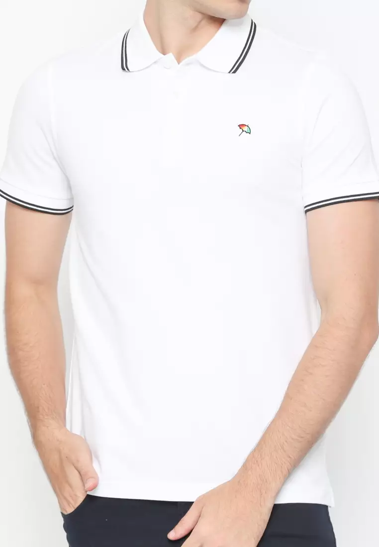 WHITE CASUAL POLO SHIRT REGULAR FIT