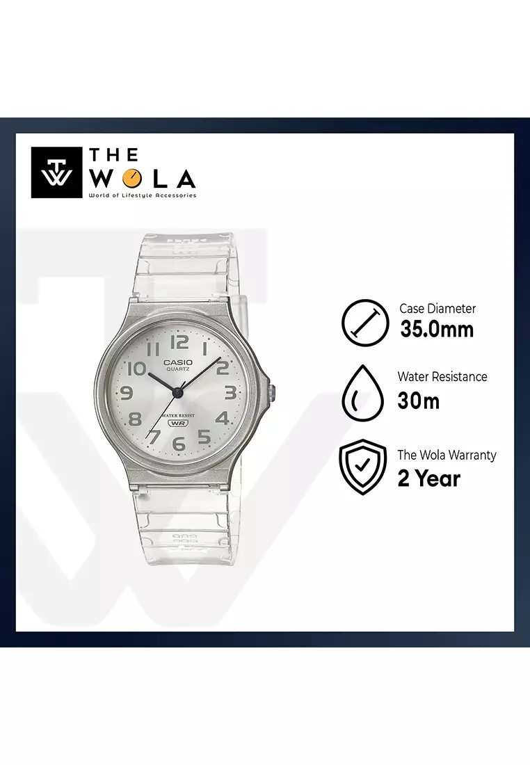 Pop Series Unisex Analog Watch MQ-24S-7B with White Transparent Resin Band