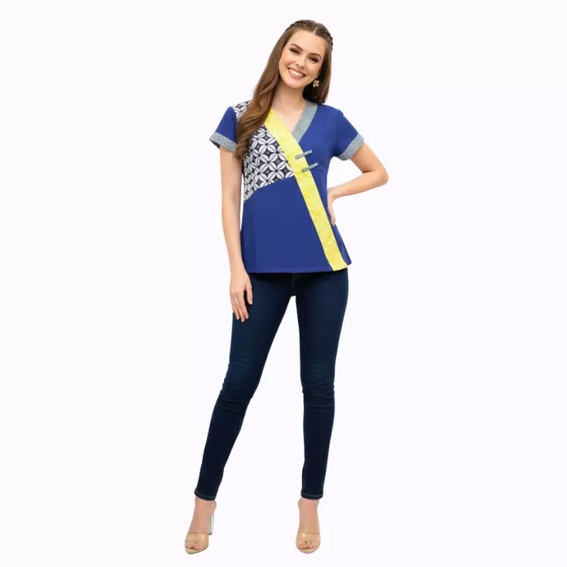 Blouse Batik Wanita - Bhatara Batik Melissa - Atasan Batik Modern Lengan Pendek