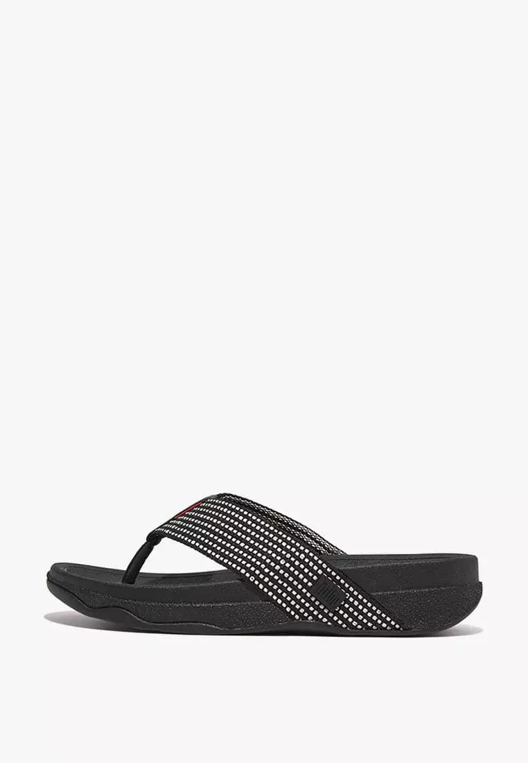 Discount on Fitflop  shoes - SKU: Fitflop Surfer Mens Weave-Stripe Toe-Post Sandals- Black Mix