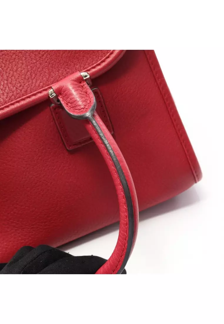 Pre-Loved LOEWE Alamo 28 Handbag leather Red