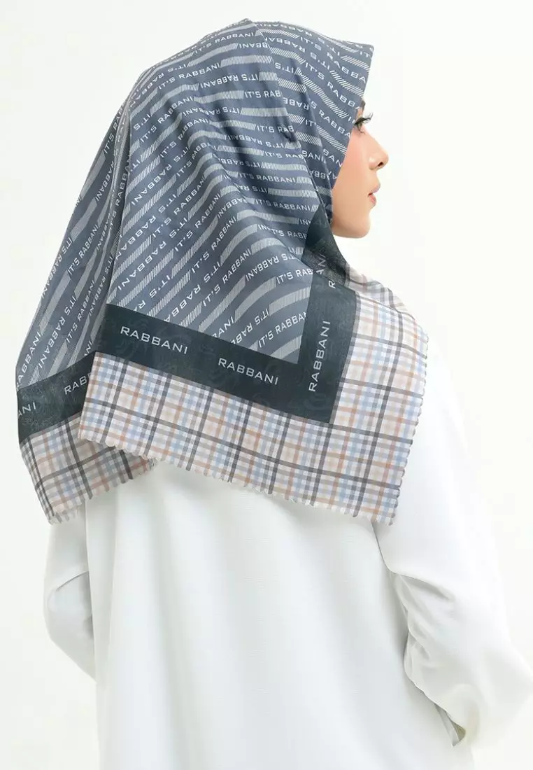 Rabbani - Kerudung Segi Empat Motif Tetra Biani H0 - Black