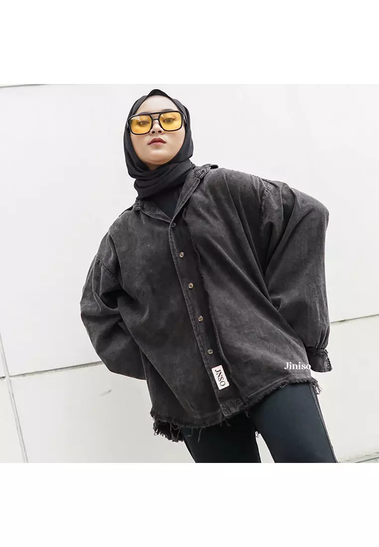 Kemeja Denim Raw Oversize Unisex HYPER ACTIVE