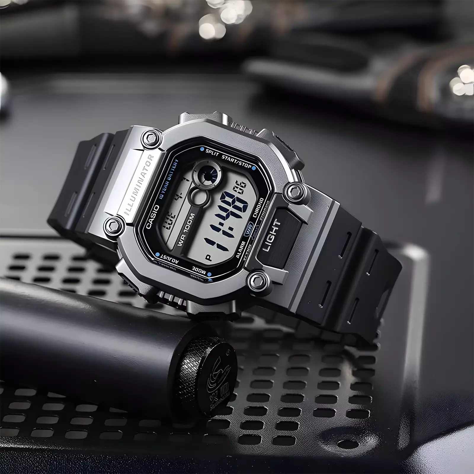 Casio Illuminator - Jam Tangan Digital Pria - Black Grey - Resin Case & Band - W-737H-1A2VD