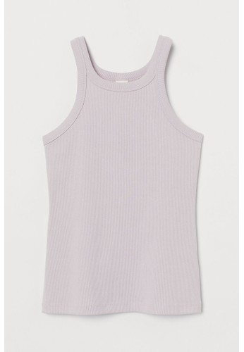 H&M purple Ribbed vest top 7F5CAAA5BD64A5GS_1