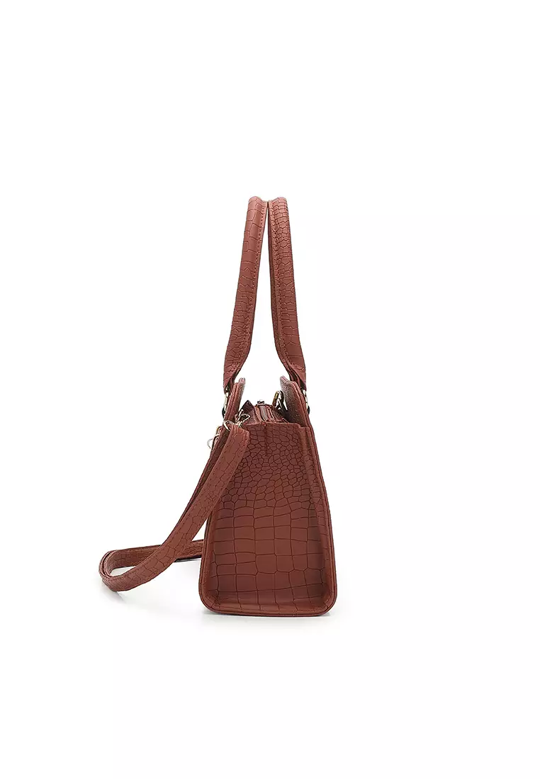 Women's Top Handle Bag / Sling Bag / Crossbody Bag / Shoulder Bag (Tas Tangan Wanita / Tas Selempang Wanita / Tas Bahu Wanita) - Cokelat