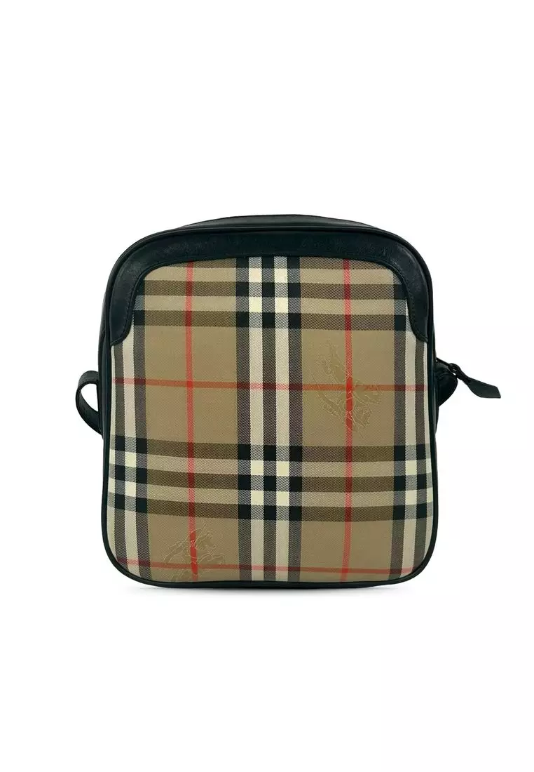 Pre-Loved Burberry Haymarket Check Canvas Crossbody