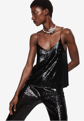 Mango Sequined Strap Top | ZALORA Malaysia
