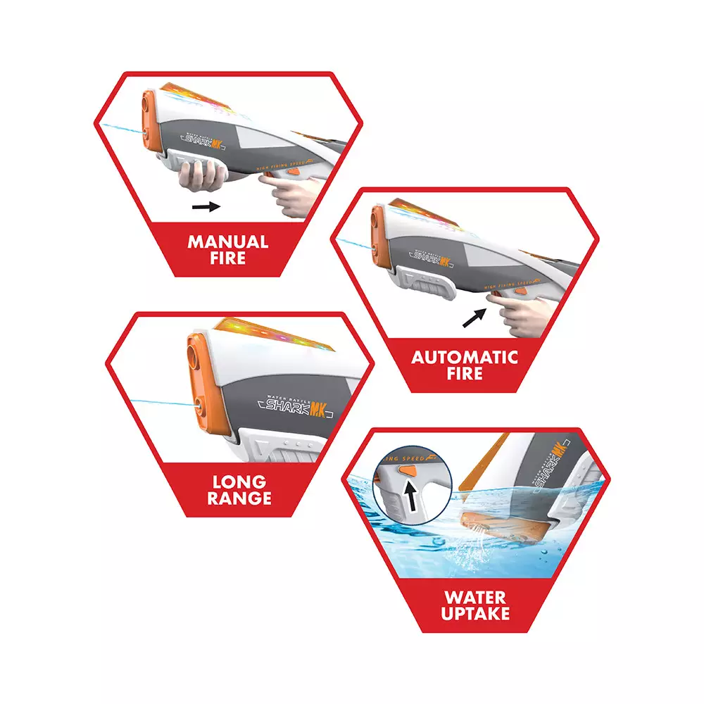 PASO ELECTRIC WATER GUN WATER BATTLE SHARK MK - PUTIH