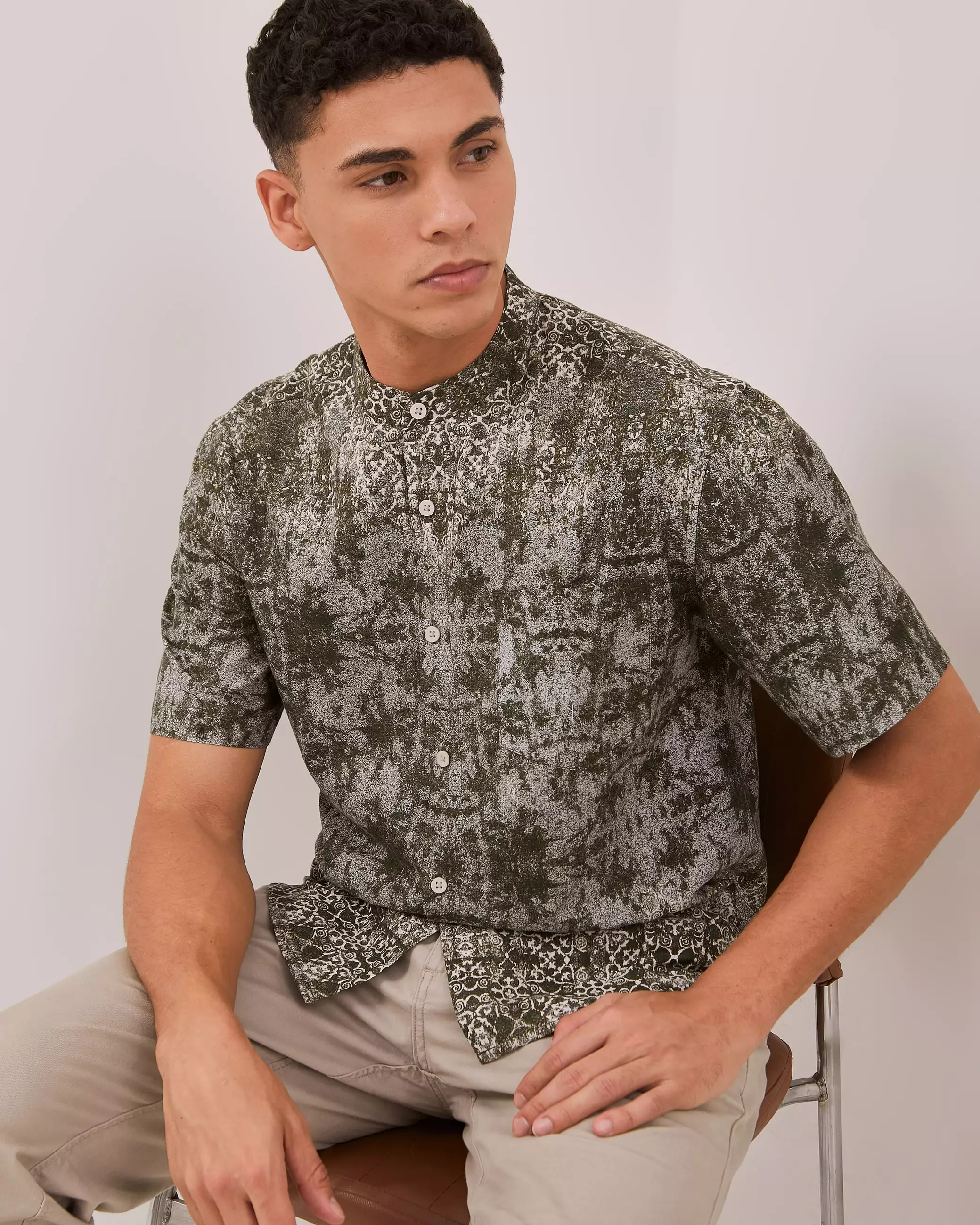 AMK Kemeja Koko Pria Lengan Pendek KK Sabyah Ss Olive