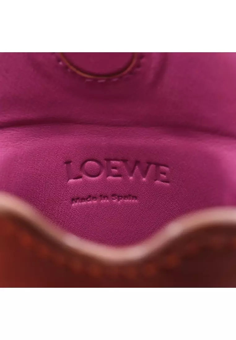 Pre-Loved LOEWE GATE POCKET gate pocket Shoulder bag leather coral orange Light purple