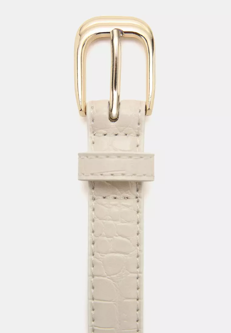 Thin Faux Crocodile Leather Belt