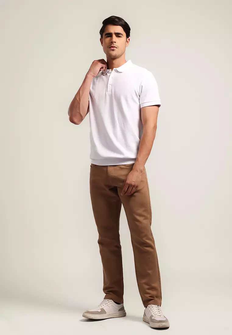 MOC - Kaos Polo Polos Pria Lengan Pendek Bentley - White