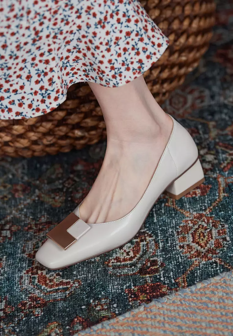 Square Buckle Lamb Leather Pumps BSH1012511