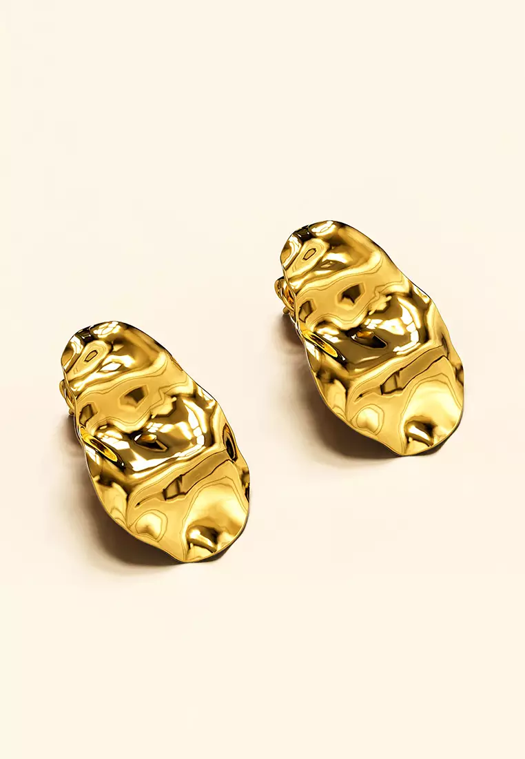 Textured Stud Earrings in Gold